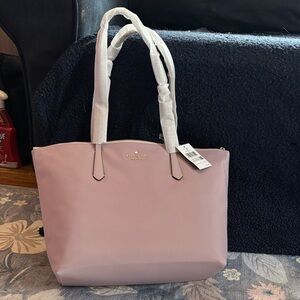 kate spade Blush Pink Leather Tote with Gold Logo
